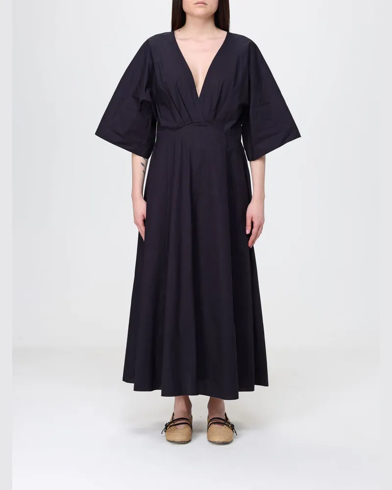 forte_forte Midi-Kleid aus Baumwolle Blau