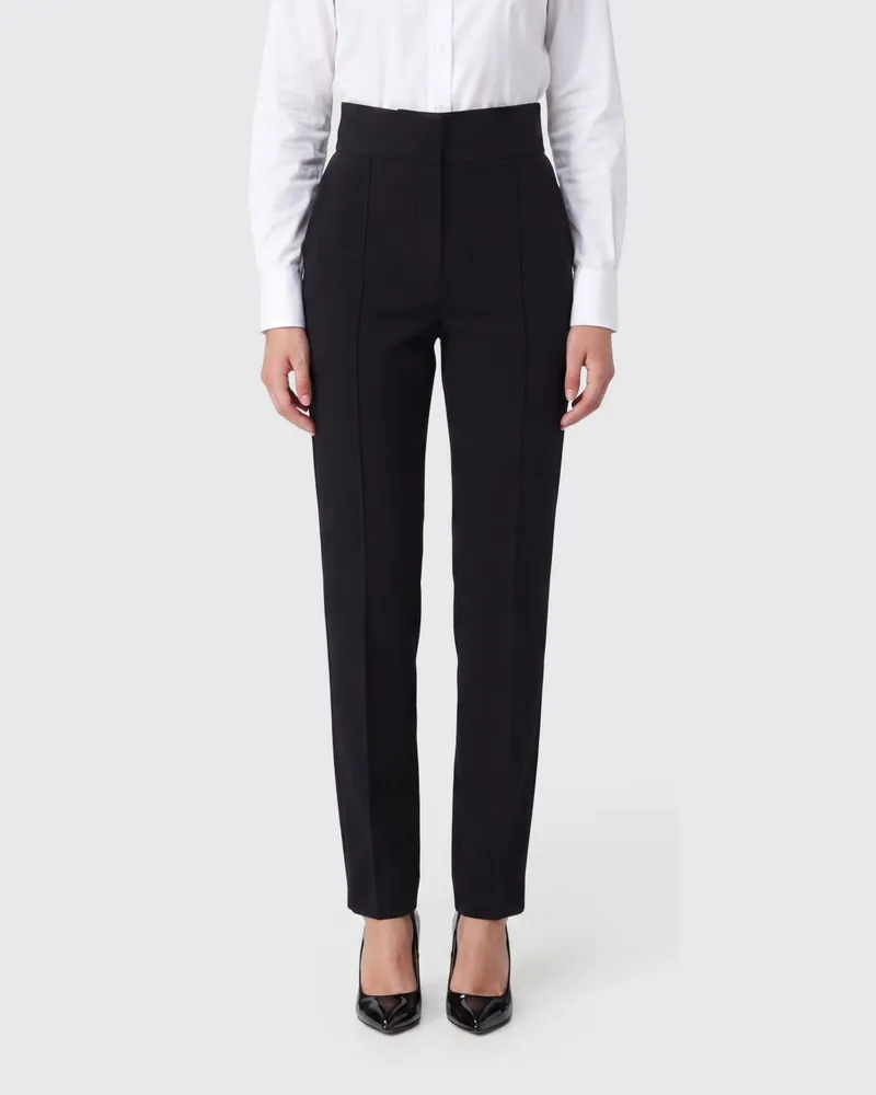 Elisabetta Franchi Hoch taillierte, elegante Skinny-Hose aus Crêpe Schwarz