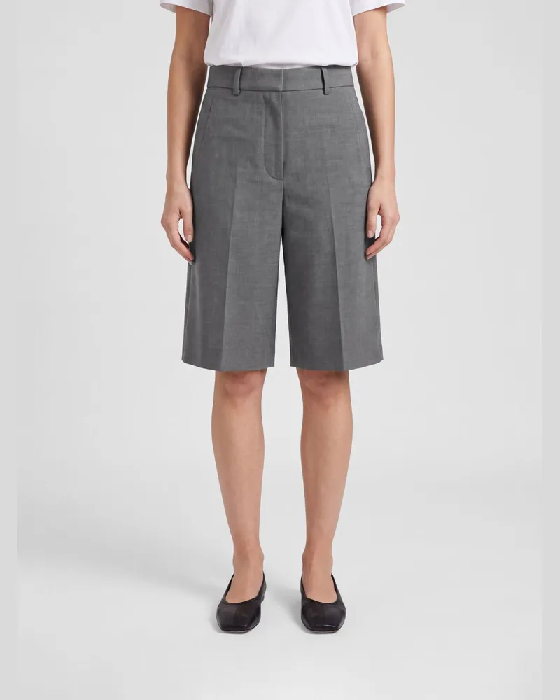 Maison Margiela Hoch taillierte, knielange Tailored Shorts aus Woll-Mix Grau