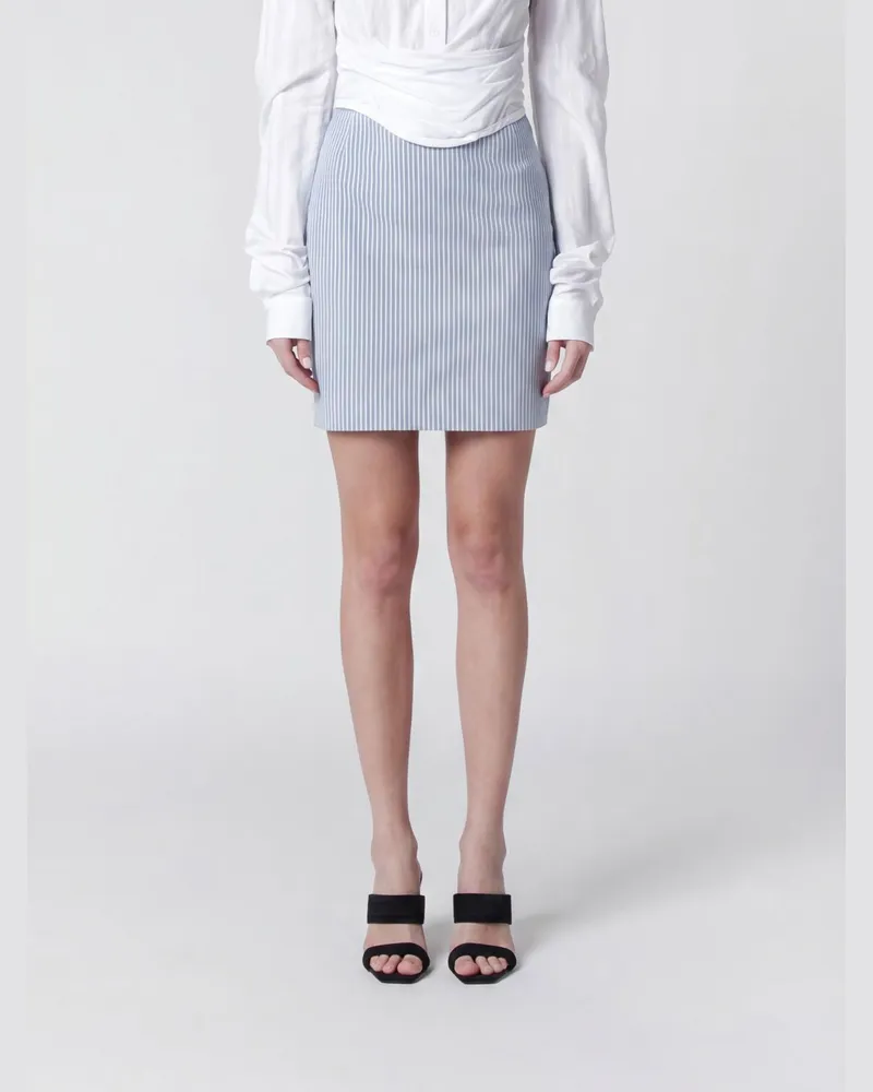 Vivienne Westwood Gestreifter Mini-Bleistiftrock aus Baumwolle mit hoher Taille Blau