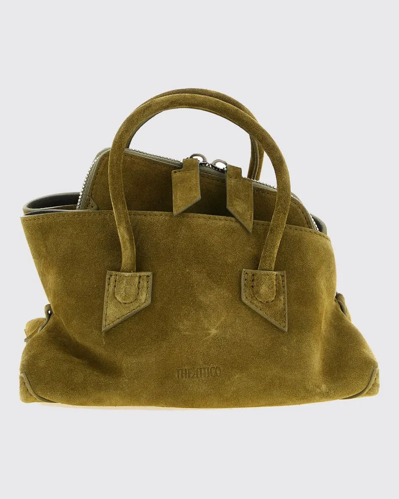 ATTICO La Passeggiata Handtasche aus Veloursleder mit doppeltem Henkel Grün