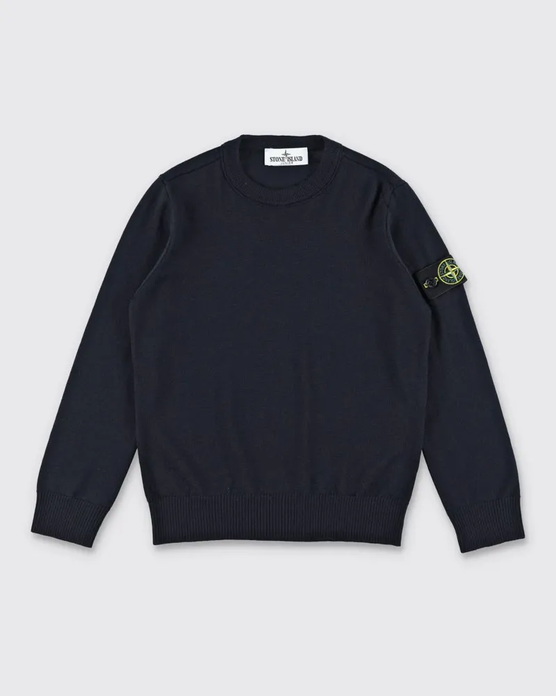 Stone Island Rundhalspullover aus Schurwolle für Jungen Navy