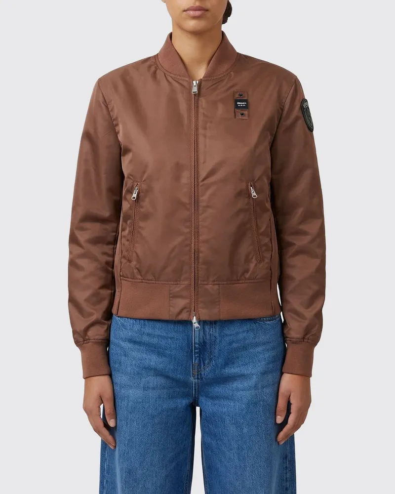 Blauer Jacke damen Braun