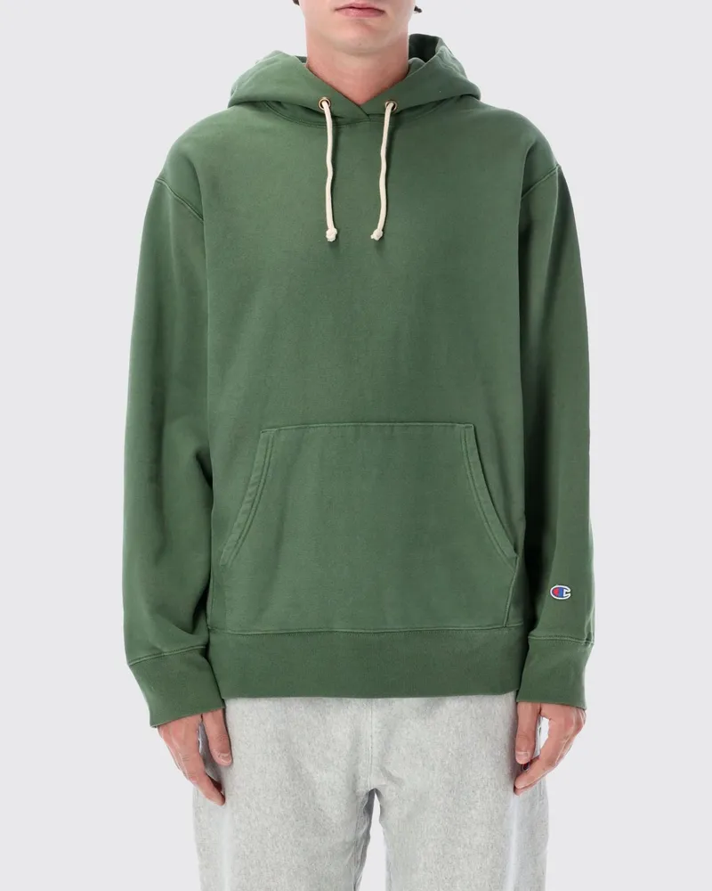Champion Baumwoll-Hoodie mit Kängurutasche und Kordelzug Grün