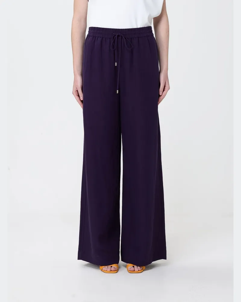 Liu Jo Gestreifte Leinenmisch-Palazzo-Hose Violett