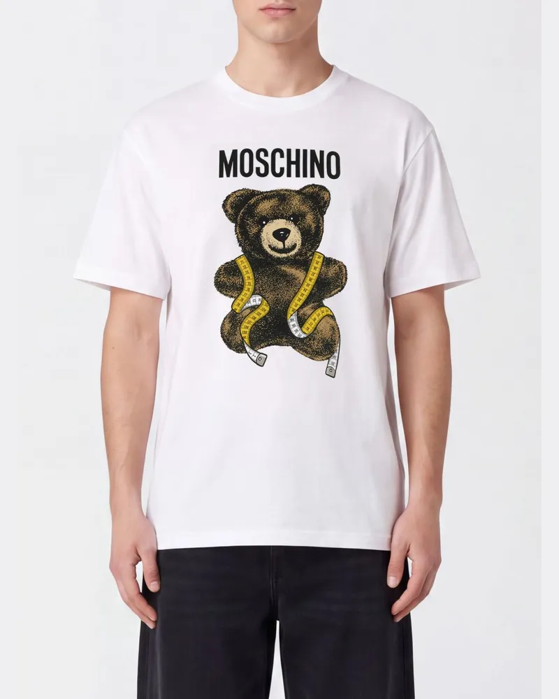 Moschino T-Shirt aus Baumwolle mit Teddy Bear-Print Weiß