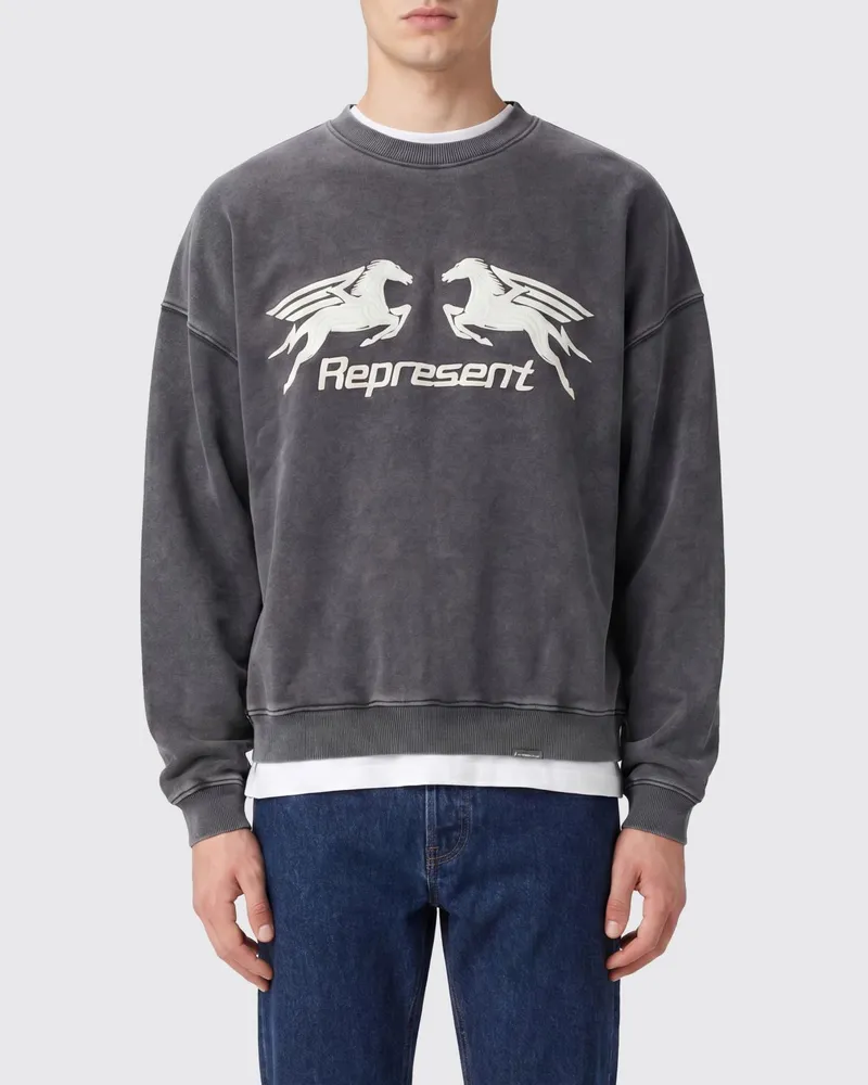REPRESENT Baumwoll-Rundhals-Sweatshirt mit Logo Ivory