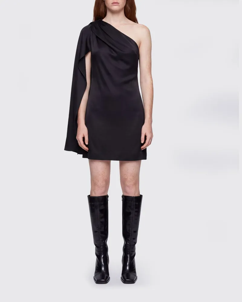 Stella McCartney Asymmetrisches One-Shoulder-Minikleid aus Crêpe für festliche Anlässe Schwarz