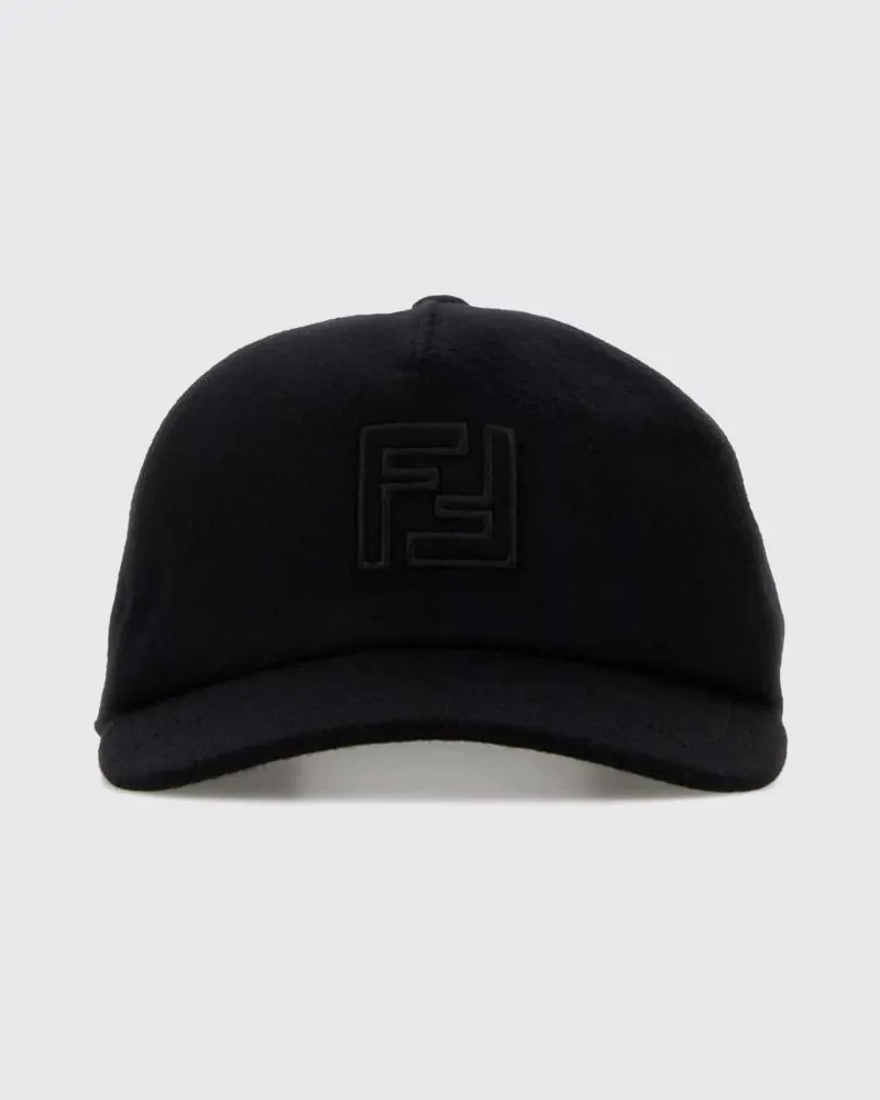 Fendi Baseballkappe aus Wolle und Kaschmir mit FF-Monogramm und Klettverschluss Schwarz