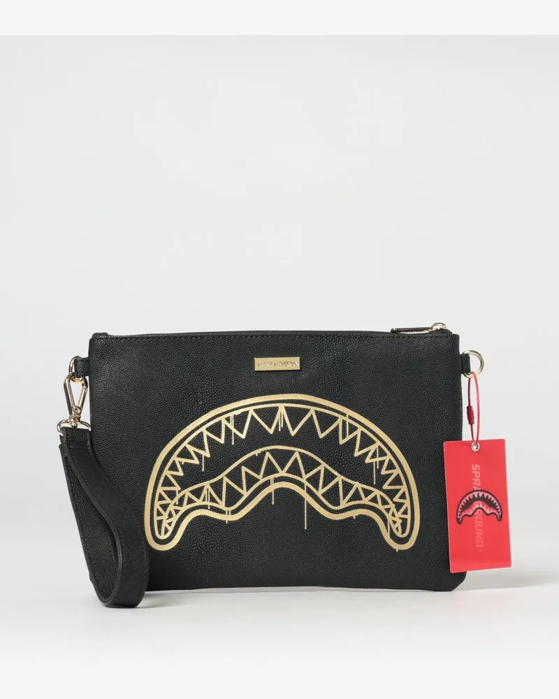Sprayground That Gold Drap Pouch aus Kunstleder mit Logo-Print Schwarz