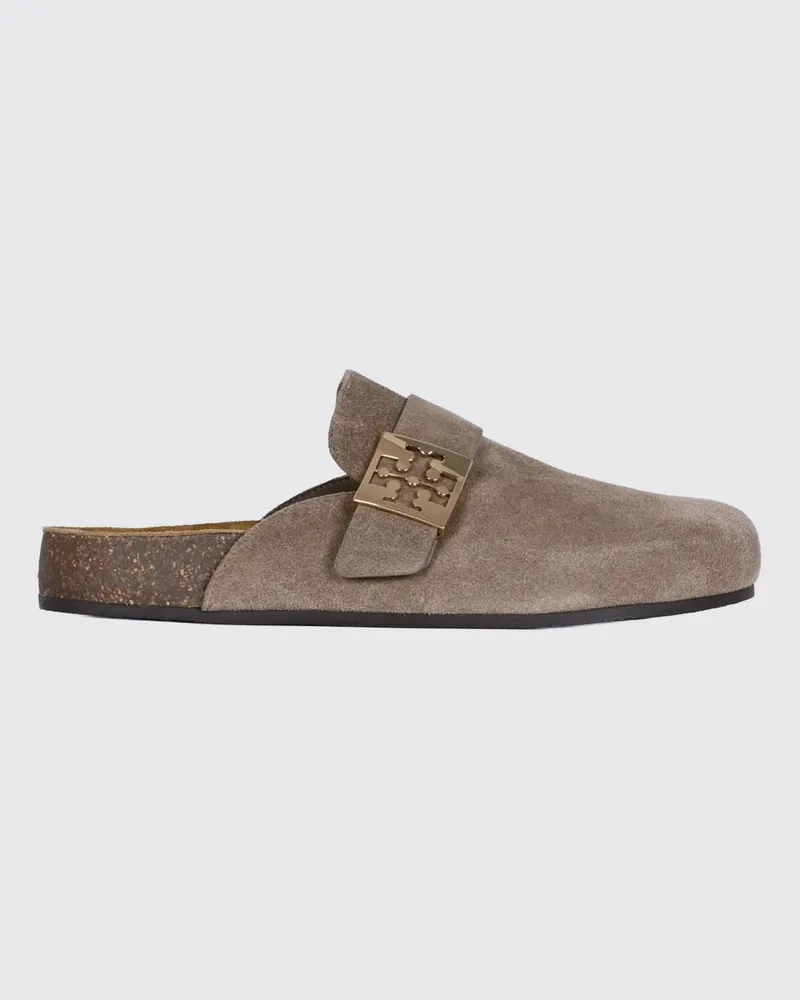 Tory Burch Mellow Mules aus Wildleder mit Double T-Logo Camel