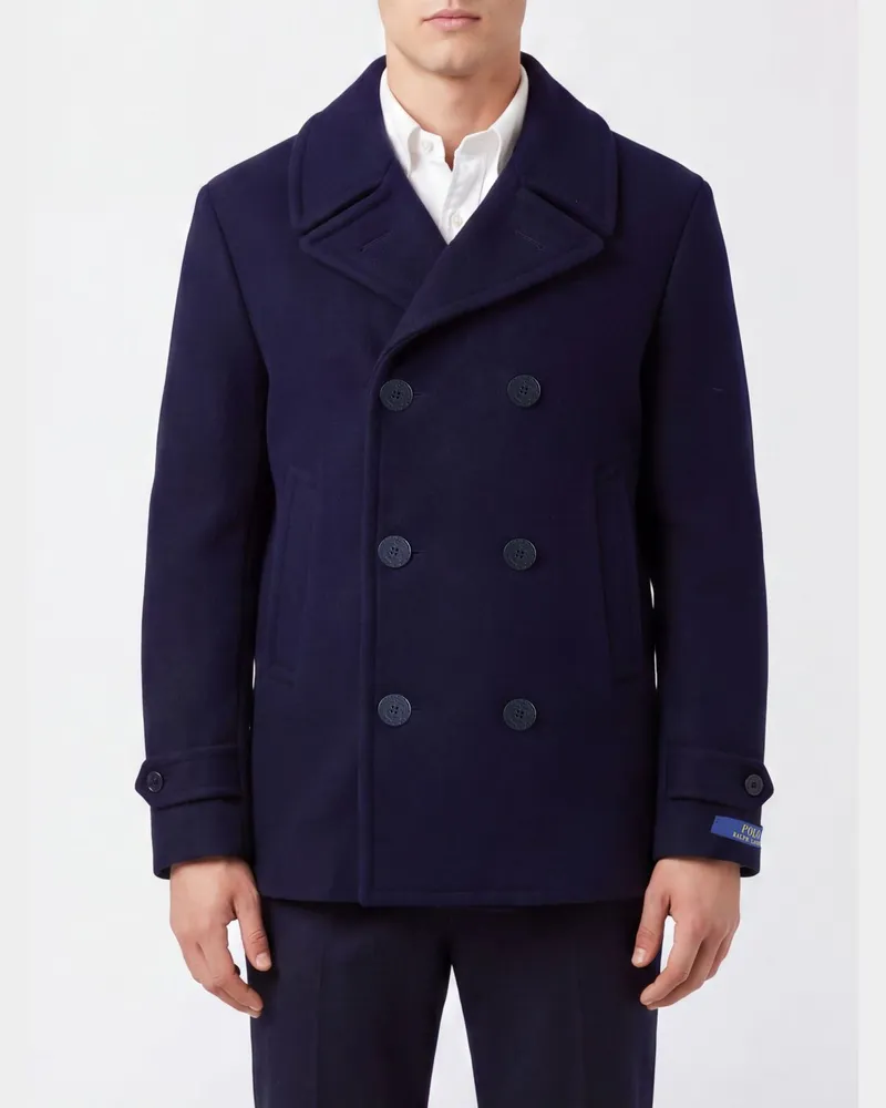 Ralph Lauren Zweireihiger Caban von aus recycelter Woll- und Polyestermischung Blau