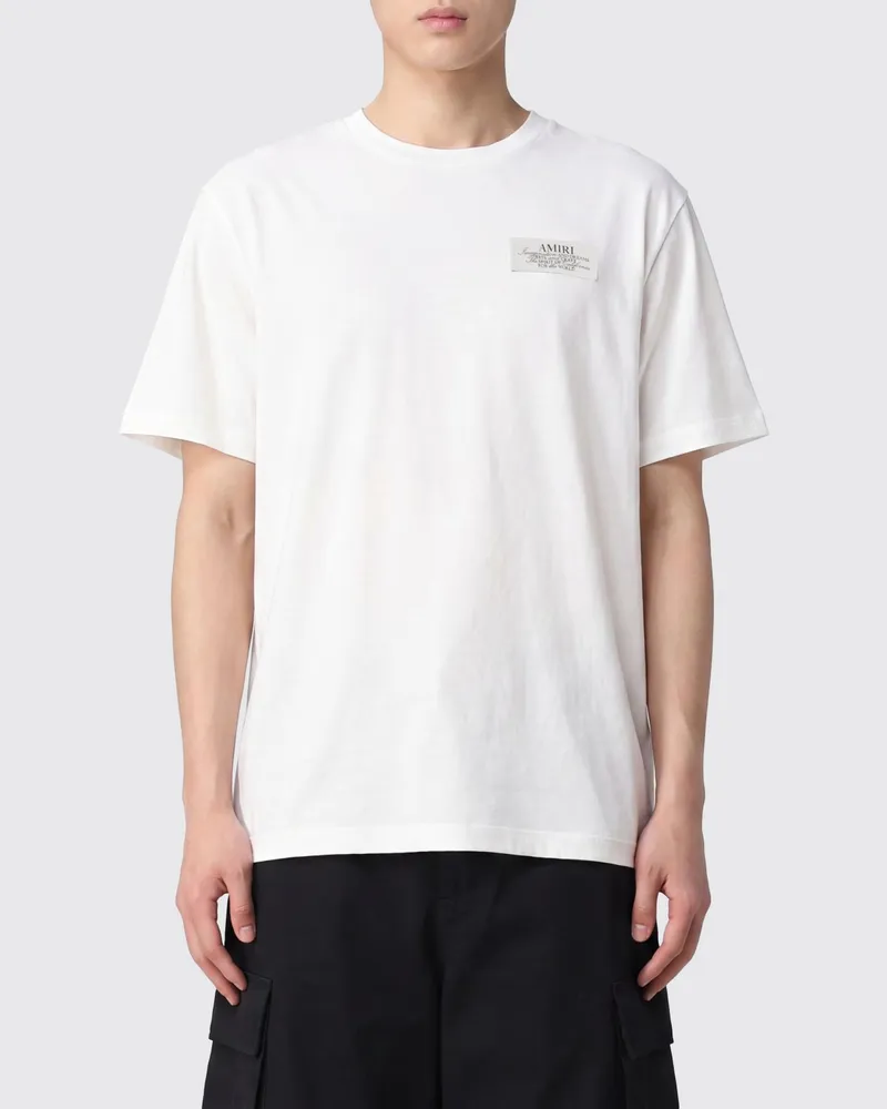 Amiri Rundhals-T-Shirt aus reiner Baumwolle mit kontrastierendem Logo Weiß