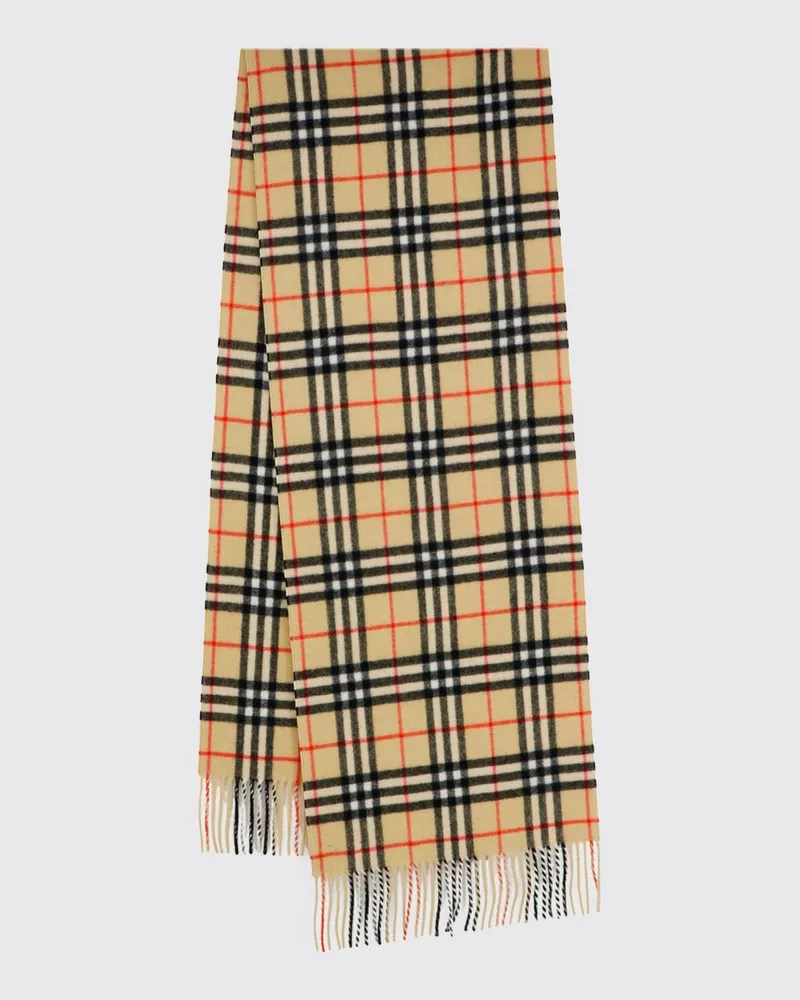 Burberry Kaschmirschal mit Karomuster und Fransen-Kanten Sand