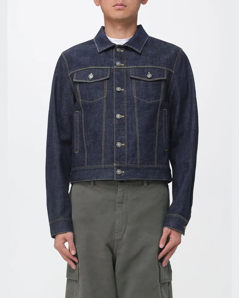 Fendi Hemdjacke aus Baumwolldenim mit aufgesetzten Taschen und Kontrastnähten Blau