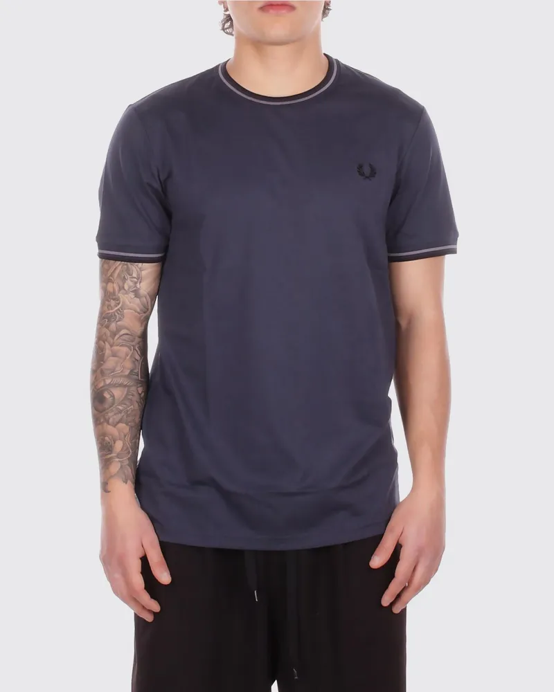 Fred Perry Baumwoll-T-Shirt mit Logo Blau