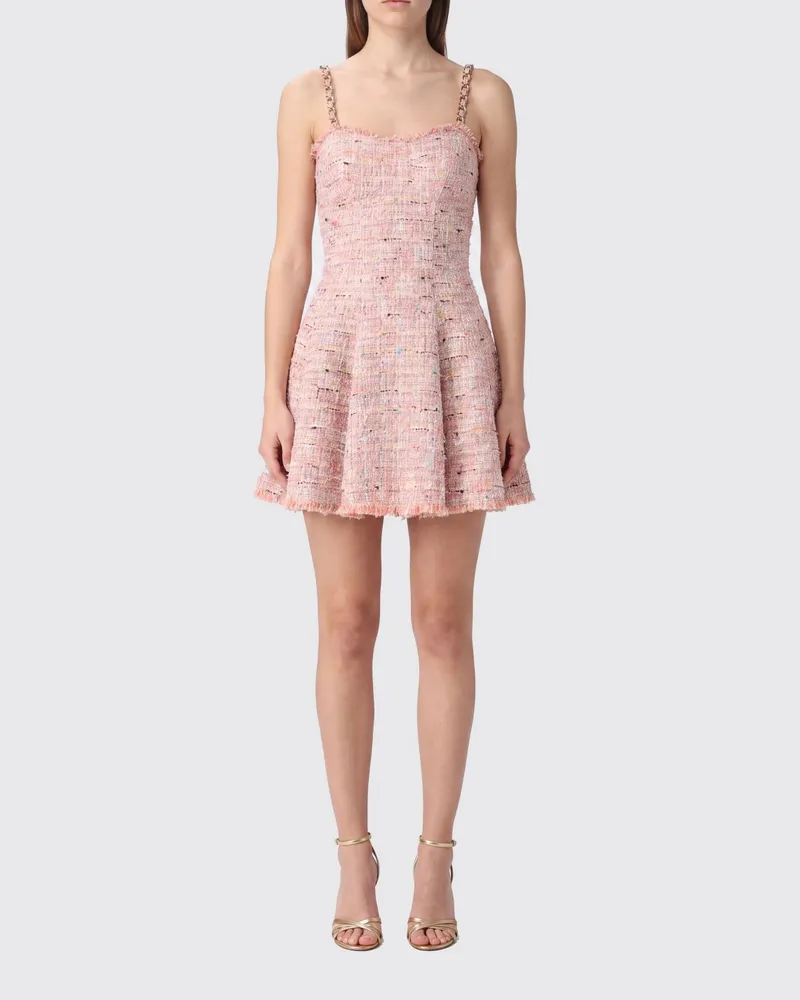Balmain A-Linien-Midikleid aus Tweed mit eckigem Ausschnitt und abstraktem Muster Bunt
