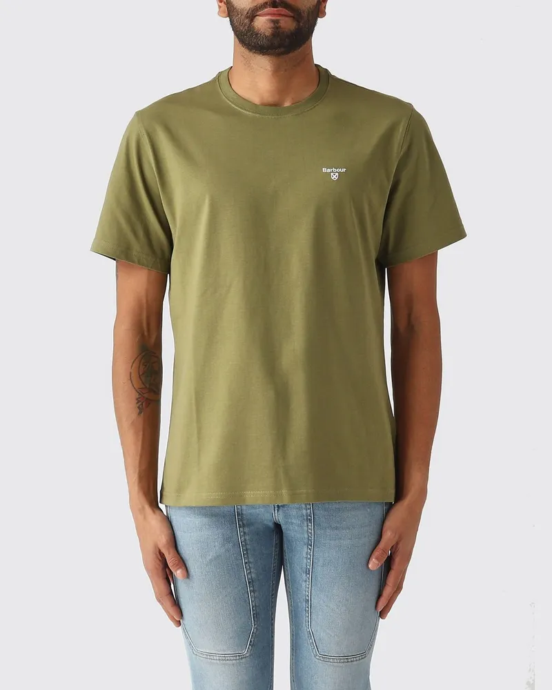 Barbour Baumwoll T-Shirt mit Logo Grün
