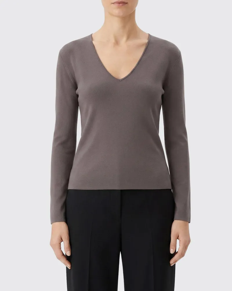 Totême Langärmliger V-Ausschnitt-Pullover aus Viskosemischung Braun