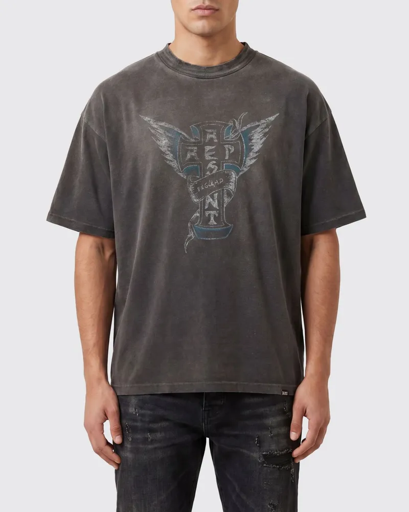 REPRESENT T-Shirt aus Baumwoll-Hanf-Mischung mit Vintage-Grafikdruck Schwarz