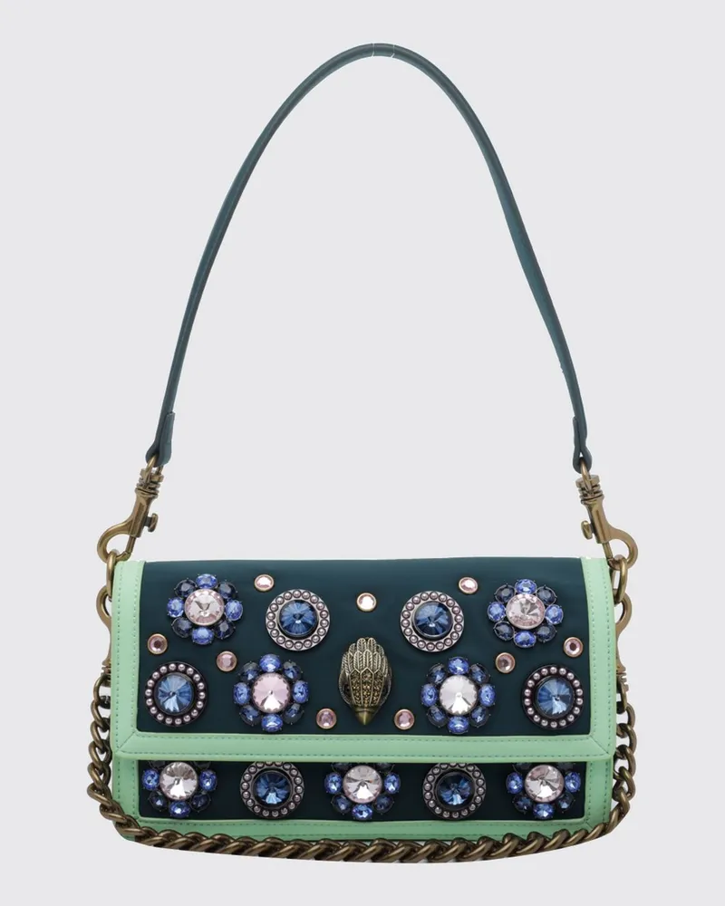 Kurt Geiger Shoreditch Minitasche aus Nylon mit Strasssteinen und Riemen Grün