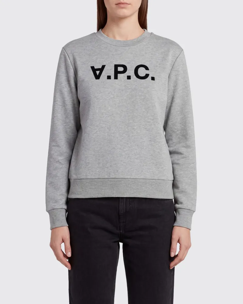 A.P.C. Rundhals-Sweatshirt aus Bio-Baumwolle mit Kontrast-Logo Grau