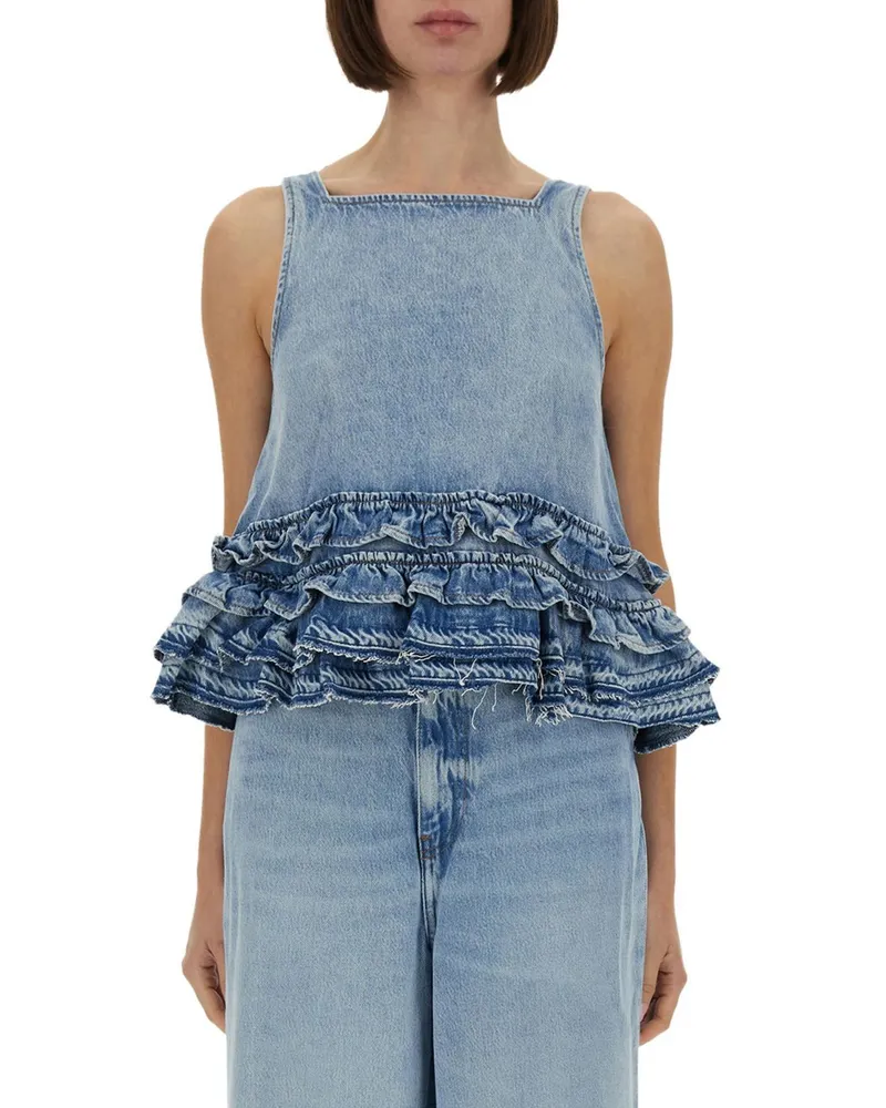 Ganni Top damen Hellblau