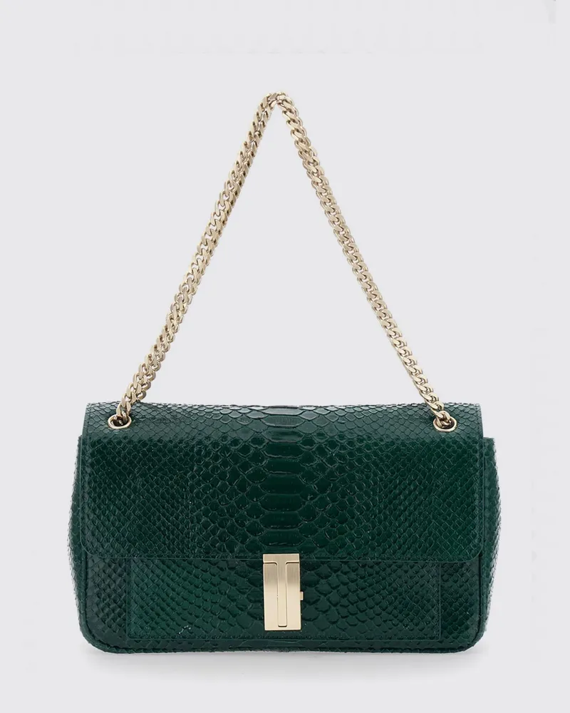 Tom Ford Schultertasche aus Kalbsleder mit Python-Print und Monogramm Grün