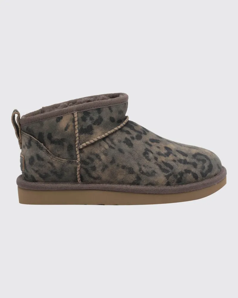 UGG Classic Ultra Mini Wildlederstiefel mit Animal-Print Braun
