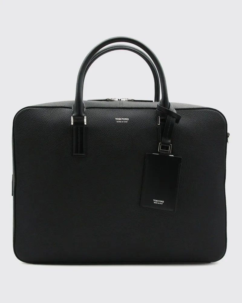 Tom Ford Aktentasche aus Leder mit doppeltem Griff und abnehmbarem Schultergurt Schwarz