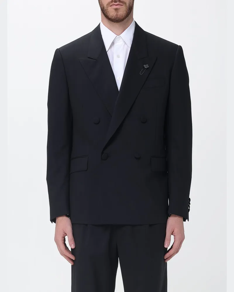 LARDINI Zweireihiger Wollblazer Schwarz