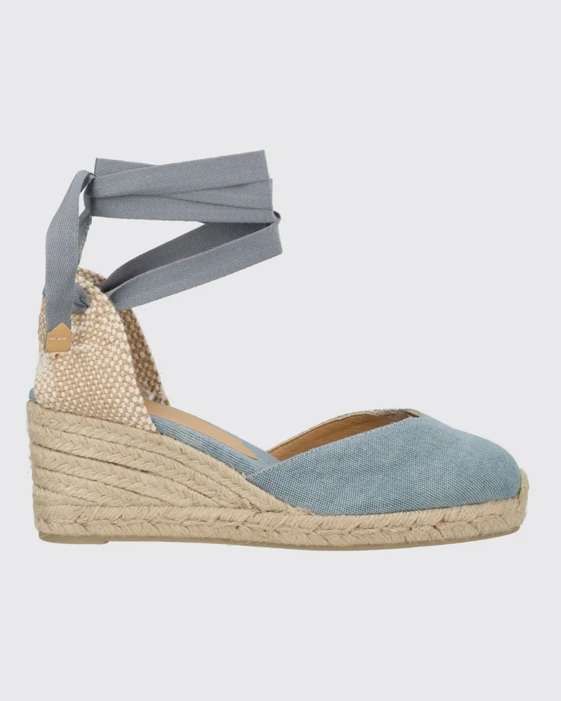 Castañer Chiara Canvas-Espadrilles von mit mittlerem Keilabsatz und Knöchelbändern Hellblau