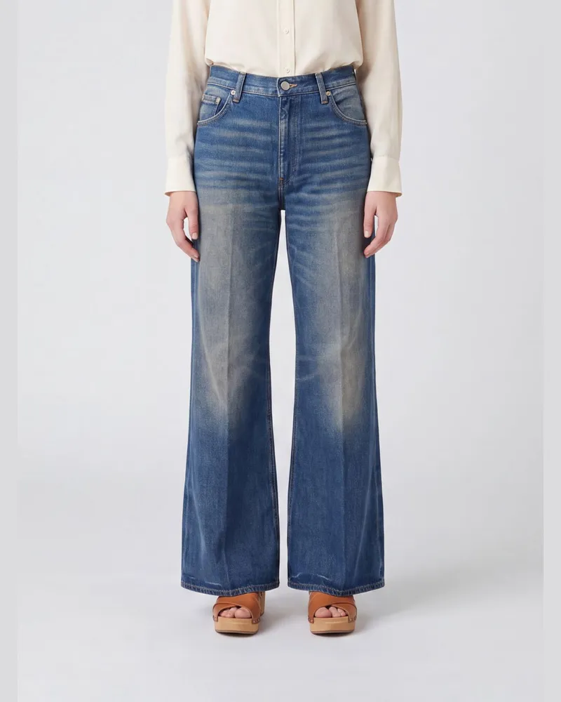 Haikure Clara Mid-Rise Flared Jeans aus Vintage-Denim Blau