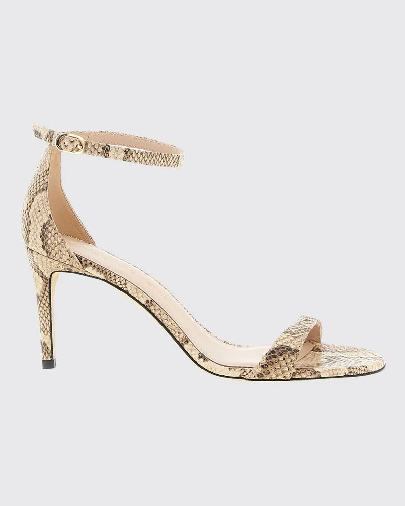 Stuart Weitzman Ledersandale mit Python-Print Pink