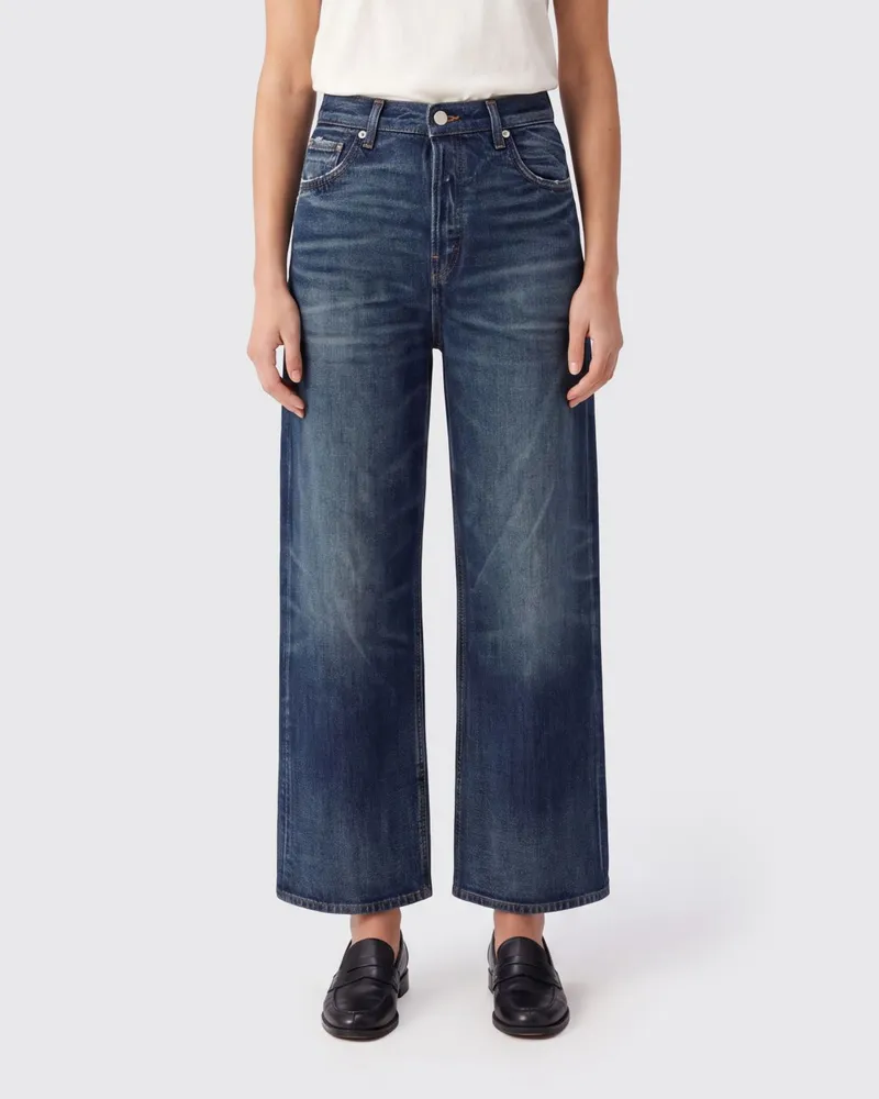 Haikure Betty Cropped Mid-Rise Straight-Leg Jeans Blau