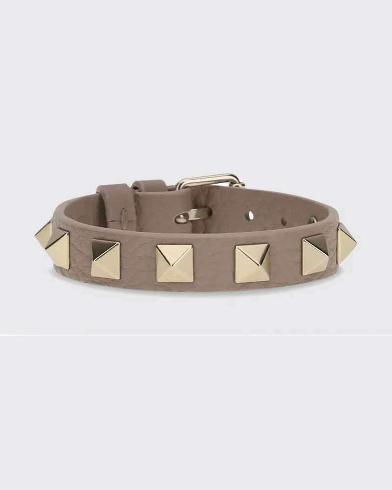 Valentino Garavani Rockstud Armband aus genarbtem Kalbsleder Puder