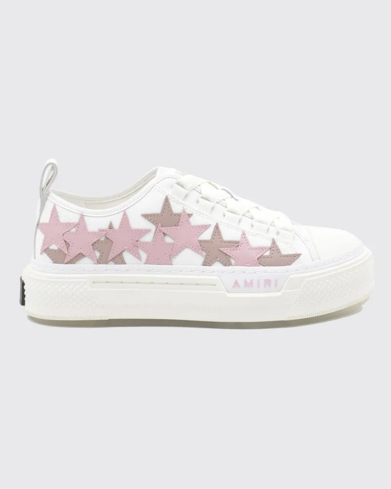 Amiri Stars Court Low-Top-Sneakers aus Leder und Canvas mit Sternapplikationen Weiss