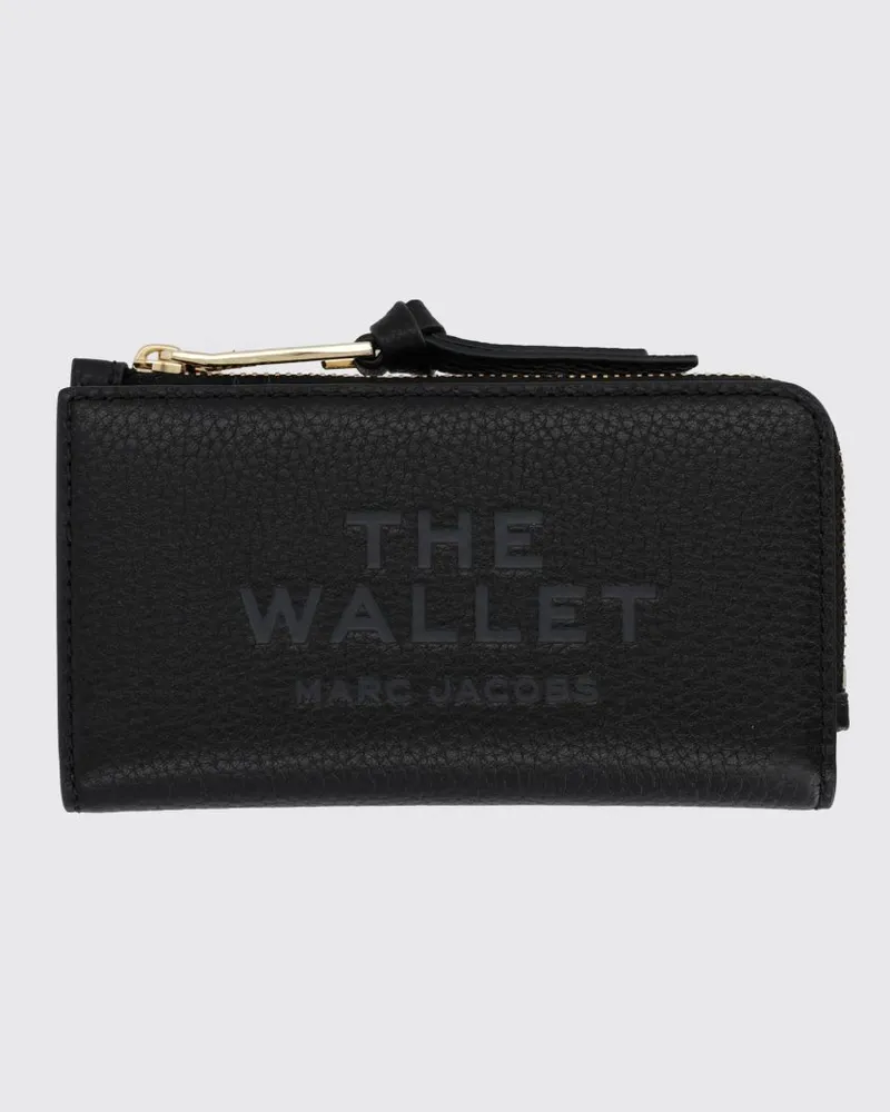 Marc Jacobs The Wallet Kartenetui aus genarbtem Leder mit Reißverschluss Schwarz