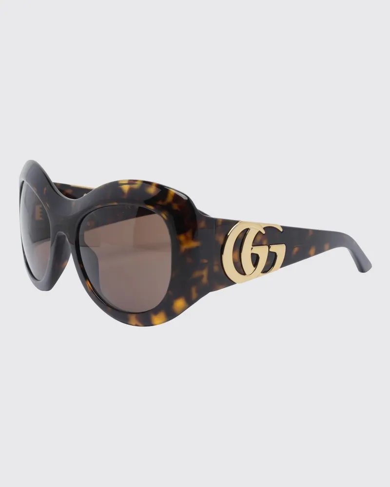 Gucci Cat-Eye-Sonnenbrille aus Schildpatt-Acetat mit GG-Monogramm-Logo Braun