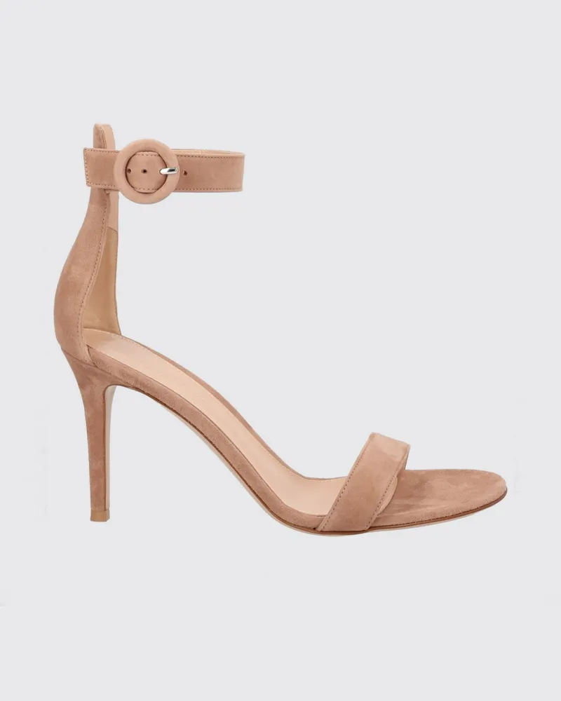 Gianvito Rossi Portofino Sandalen aus Veloursleder Beige
