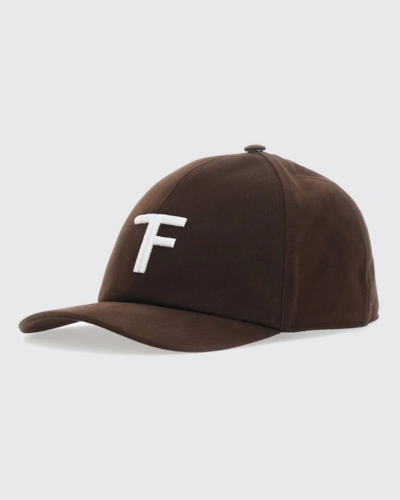 Tom Ford Baseballkappe aus Baumwolltwill mit gesticktem Logo Braun