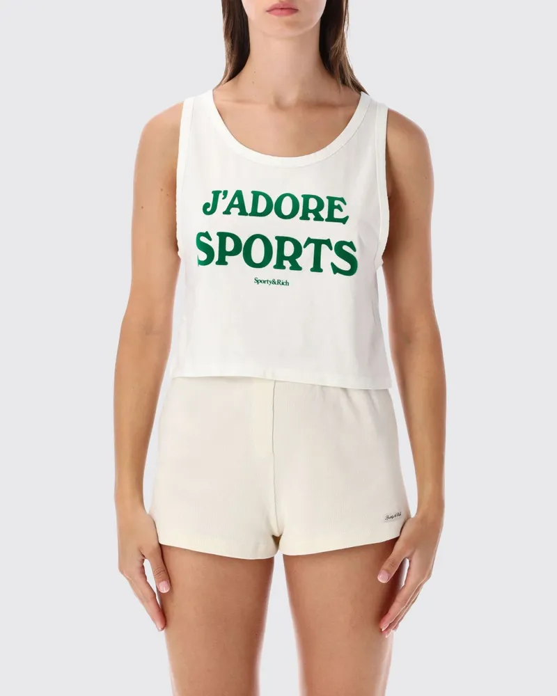 SPORTY & RICH SPORTY  RICH Baumwoll-Tanktop Sporty & Rich mit U-Ausschnitt und Slogan-Print vorne Grün
