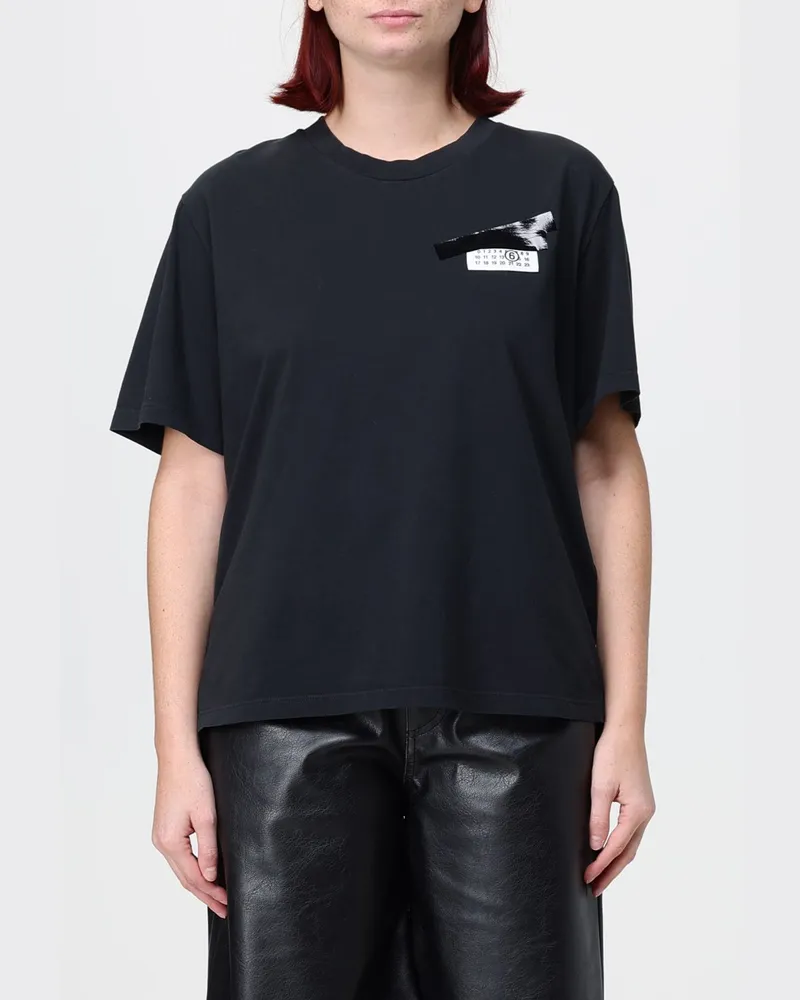 Maison Margiela Baumwoll-T-Shirt von mit numerischem Logo Schwarz