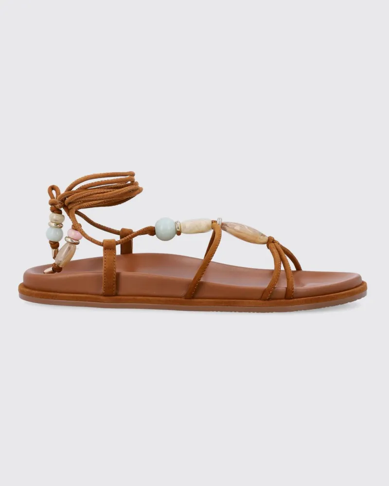 Stuart Weitzman Wildledersandalen mit Harzperlen Braun