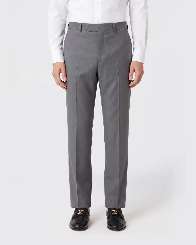Valentino Garavani Maßgeschneiderte Slim-Fit-Hose aus Merinowolle mit verdecktem Verschluss Schwarz