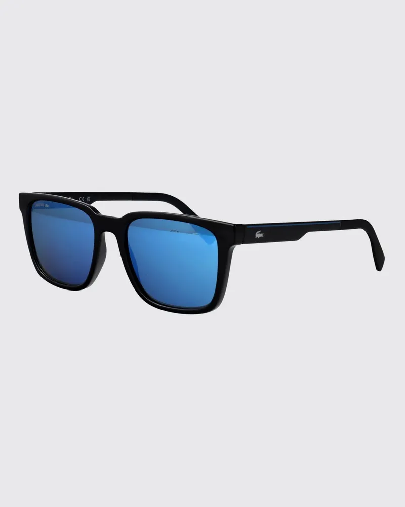 Lacoste Aviator-Sonnenbrille aus Acetat von mit bernsteinfarbenen Gläsern und Monogramm-Logo Schwarz