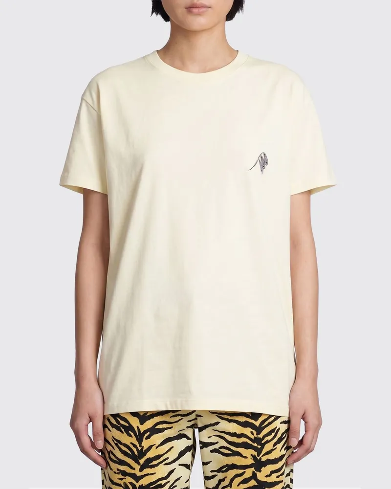 ATTICO Baumwoll-T-Shirt von mit Rundhalsausschnitt und gedrucktem Logo Gelb