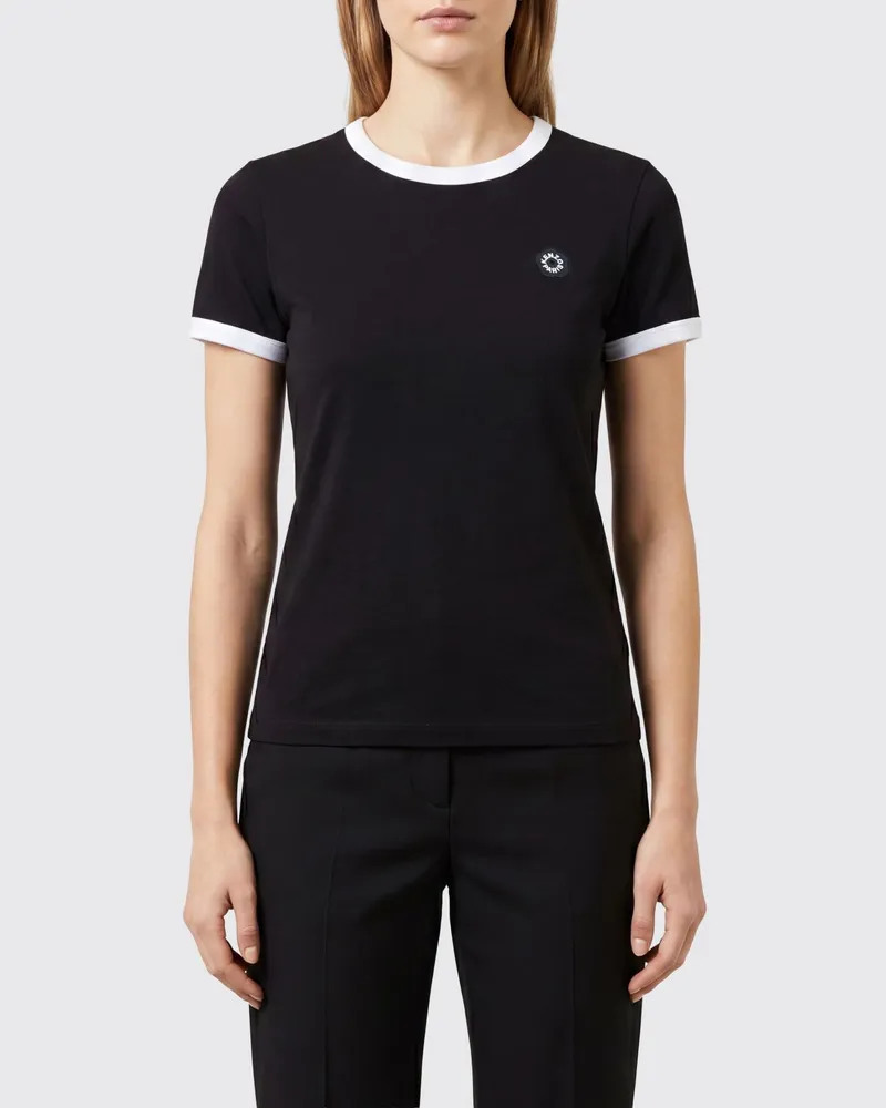Kenzo Slim-Fit T-Shirt aus Baumwolle mit Logo und Kontrastbesatz Schwarz