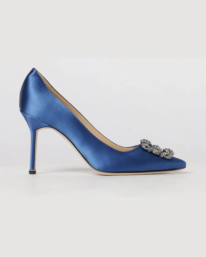 Manolo Blahnik Hangisi Satin-Pumps mit Schmuckschnalle und hohem Absatz Royal