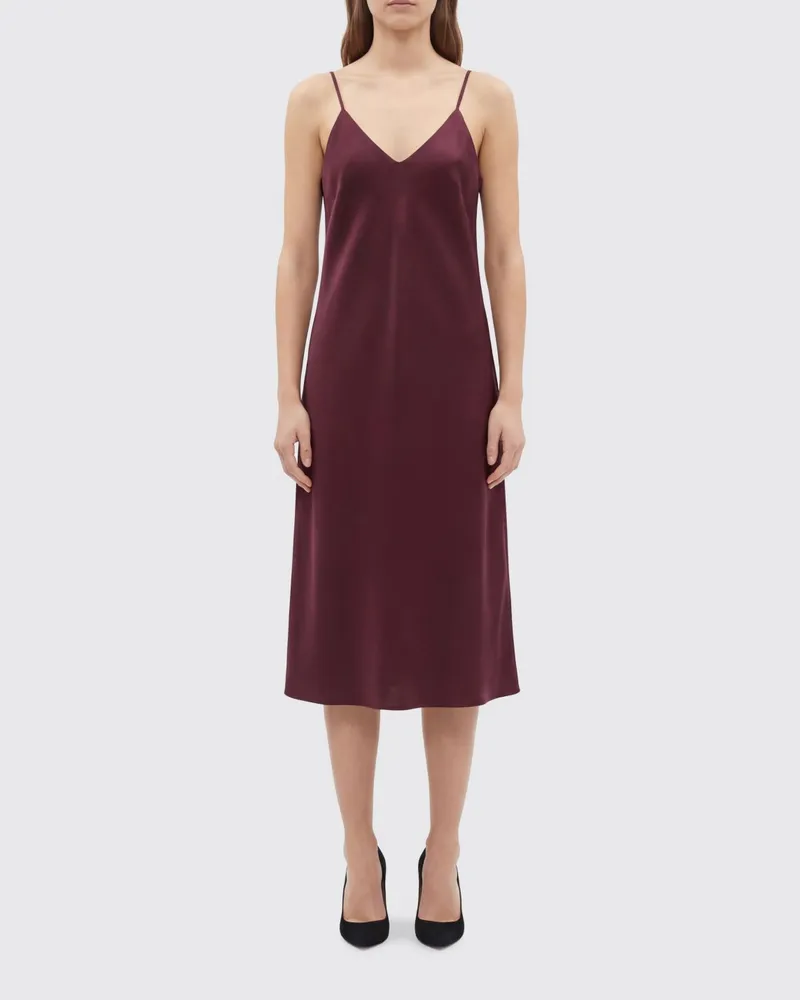 Norma Kamali Satin-Slipdress Burgunderrot